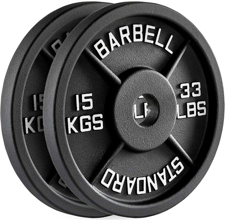 Olympic Cast Iron Weight Plates – 2-Inch Barbell Weights (2.5kg to 25kg) – Heavy-Duty Plates for Home Gym & Fitness – Sold in Pairs