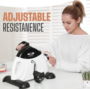 Portable Mini Exercise Bike – Under Desk Pedal Exerciser with LCD Display (White) – Compact Fitness Cycle for Home & Office