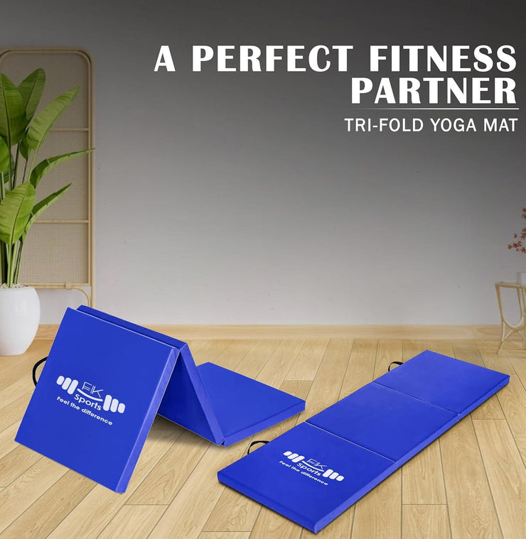 Tri Folding Mat Exercise Gym Gymnastic Fitness Workout Mat with Handles 3 Panels
