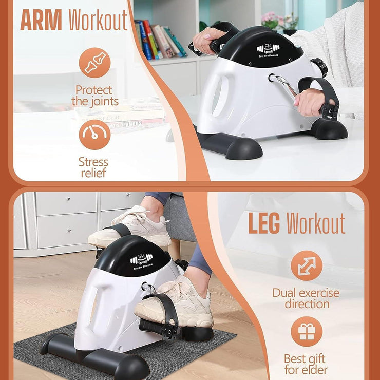 Portable Mini Exercise Bike – Under Desk Pedal Exerciser with LCD Display (White) – Compact Fitness Cycle for Home & Office