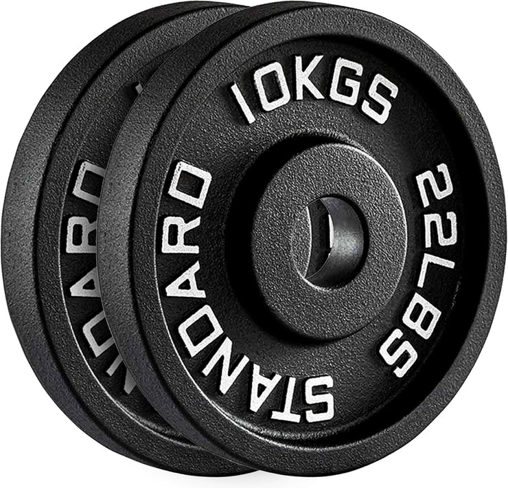 Olympic Cast Iron Weight Plates – 2-Inch Barbell Weights (2.5kg to 25kg) – Heavy-Duty Plates for Home Gym & Fitness – Sold in Pairs