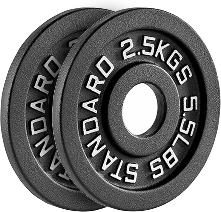 Olympic Cast Iron Weight Plates – 2-Inch Barbell Weights (2.5kg to 25kg) – Heavy-Duty Plates for Home Gym & Fitness – Sold in Pairs