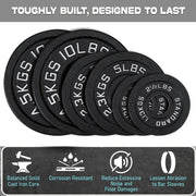 Olympic Cast Iron Weight Plates – 2-Inch Barbell Weights (2.5kg to 25kg) – Heavy-Duty Plates for Home Gym & Fitness – Sold in Pairs