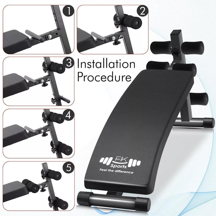 Sit Up Bench adjustable Core ABS Workout Multipurpose Thigh Support for Home Gym