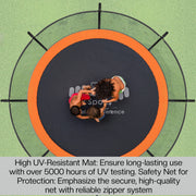 Outdoor Trampoline 6FT/8FT/10FT/12FT - Rebounder Trampoline for Toddlers, Kids & Adults with Safety Enclosure Net, Anti-tear, UV-Proof Pad, Exercise & Fitness