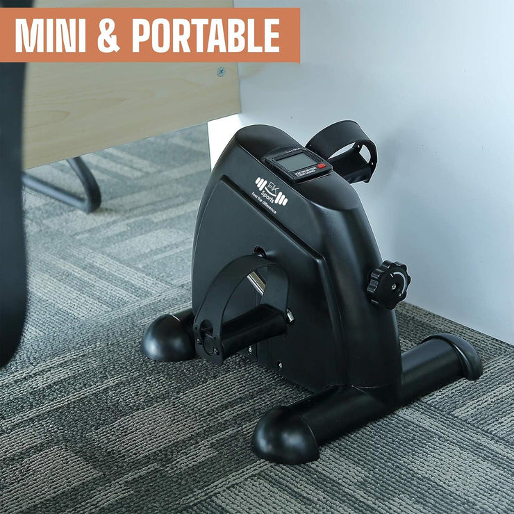 Portable Mini Exercise Bike – Under Desk Pedal Exerciser with LCD Display (Black) – Compact Fitness Cycle for Home & Office