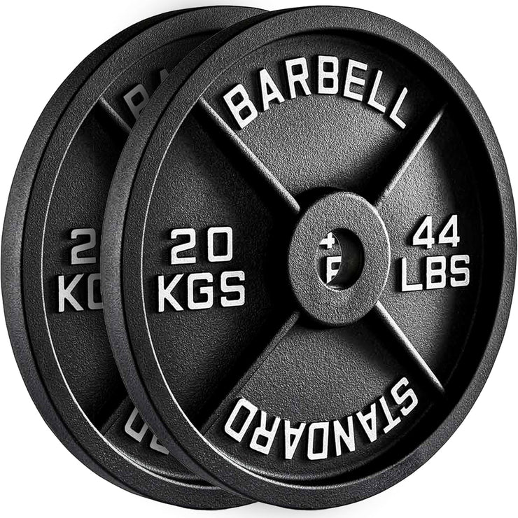 Olympic Cast Iron Weight Plates – 2-Inch Barbell Weights (2.5kg to 25kg) – Heavy-Duty Plates for Home Gym & Fitness – Sold in Pairs