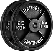 Olympic Cast Iron Weight Plates – 2-Inch Barbell Weights (2.5kg to 25kg) – Heavy-Duty Plates for Home Gym & Fitness – Sold in Pairs