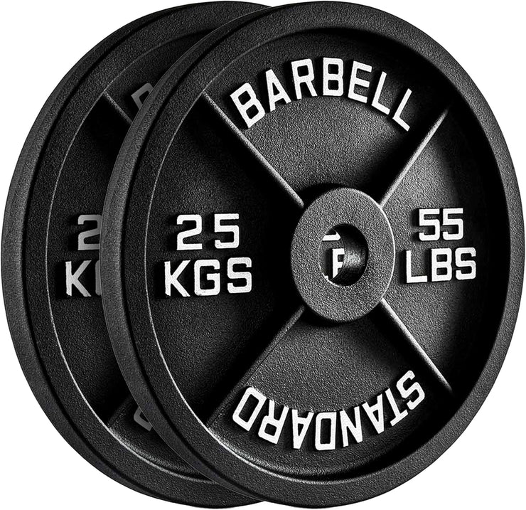 Olympic Cast Iron Weight Plates – 2-Inch Barbell Weights (2.5kg to 25kg) – Heavy-Duty Plates for Home Gym & Fitness – Sold in Pairs
