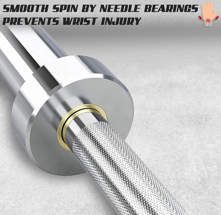 Olympic Barbell Bar – 2" Chrome Finish | 4ft, 5ft, 6ft, 7ft with Collars | Anti-Slip Grip for Weightlifting & Strength Training