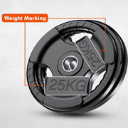 Tri-Grip Cast Iron Weight Plates with Rubber Coating – 1-Inch Standard Barbell Weights (2.5kg to 25kg) – Sold in Pairs for Home & Gym Use