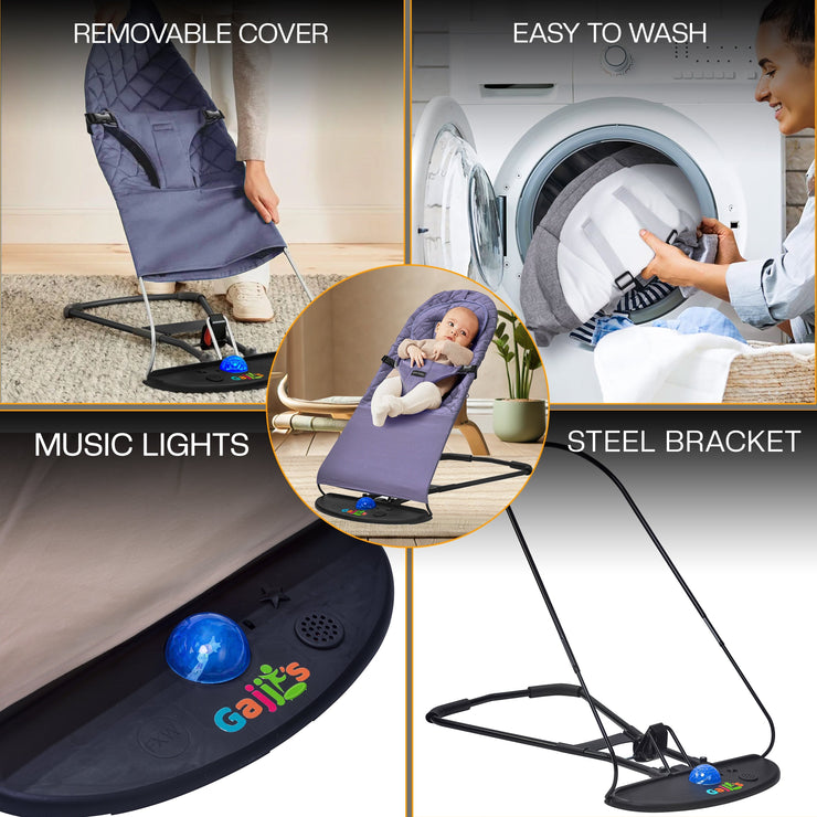 Newborn Baby Bouncer Chair – Soft & Durable Infant Rocker Seat, Foldable & Portable – UK Made Baby Rocking Chair