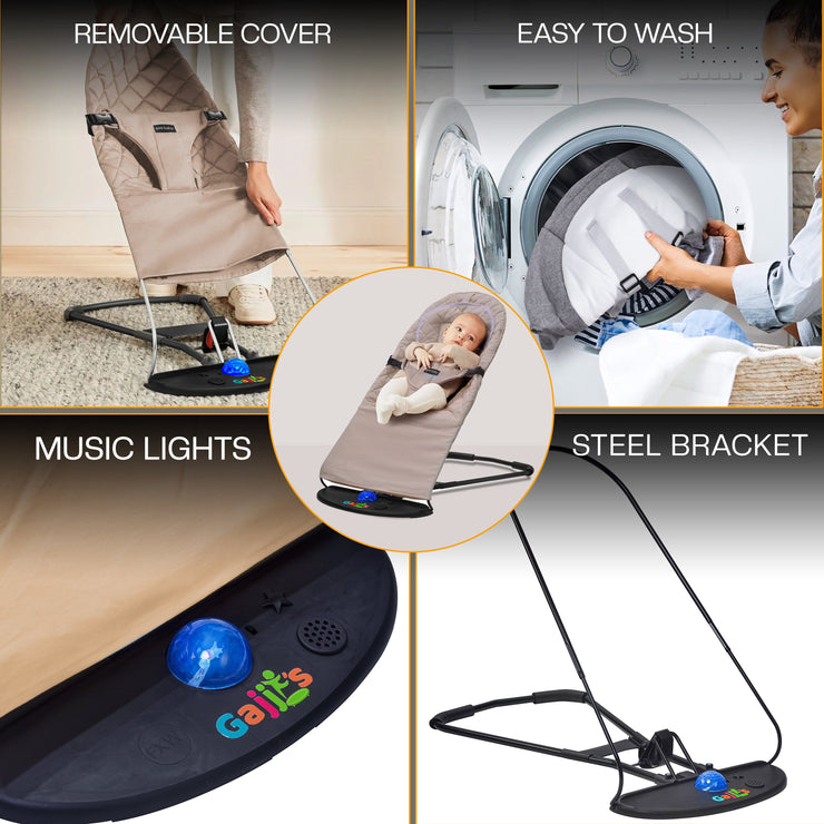 Newborn Baby Bouncer Chair – Soft & Durable Infant Rocker Seat, Foldable & Portable – UK Made Baby Rocking Chair