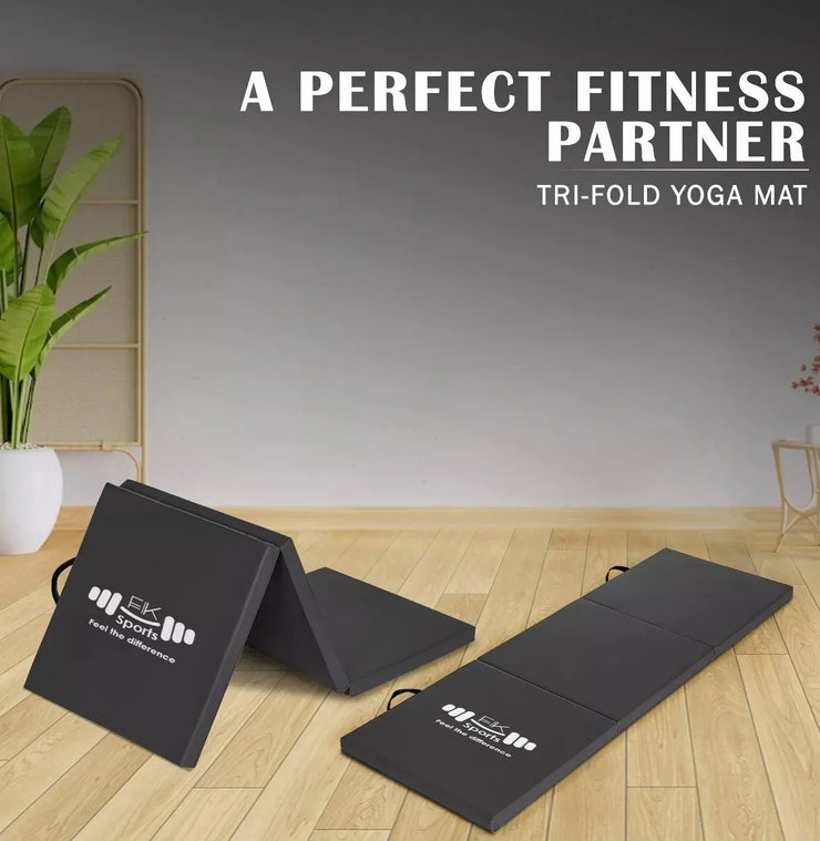 Tri Folding Mat Exercise Gym Gymnastic Fitness Workout Mat with Handles 3 Panels