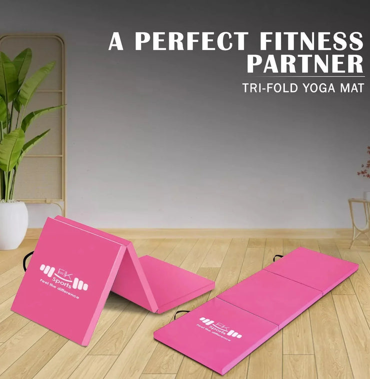 Tri Folding Mat Exercise Gym Gymnastic Fitness Workout Mat with Handles 3 Panels