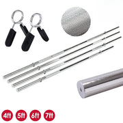 Standard 1" Chrome Barbell – 4ft, 5ft, 6ft, 7ft | Knurled Grip, Collars Included | Fits 1" Weight Plates – Home Gym & Strength Training