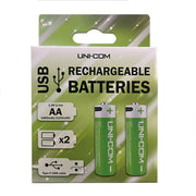 2 x AA Rechargeable Batteries with USB Cable
