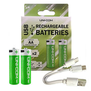 2 x AA Rechargeable Batteries with USB Cable