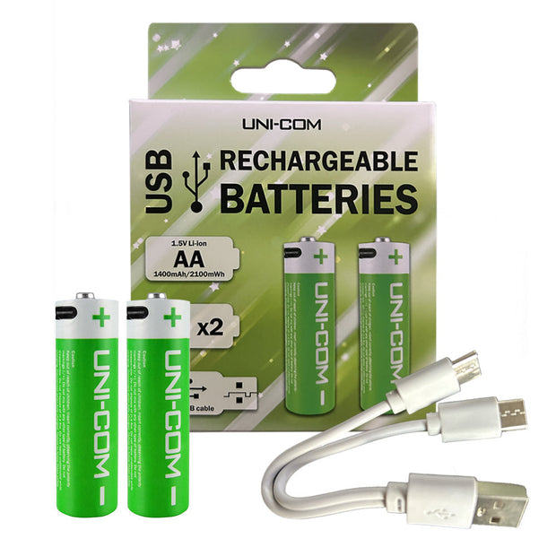 2 x AA Rechargeable Batteries with USB Cable