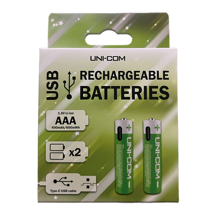 2 x AAA Rechargeable Batteries with USB Cable