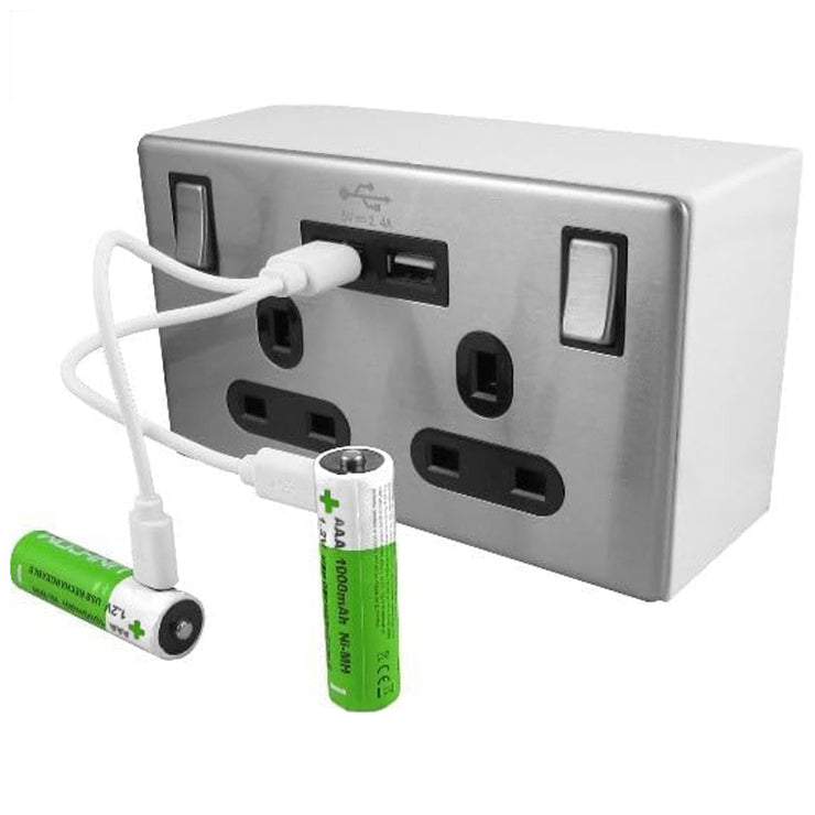 2 x AAA Rechargeable Batteries with USB Cable