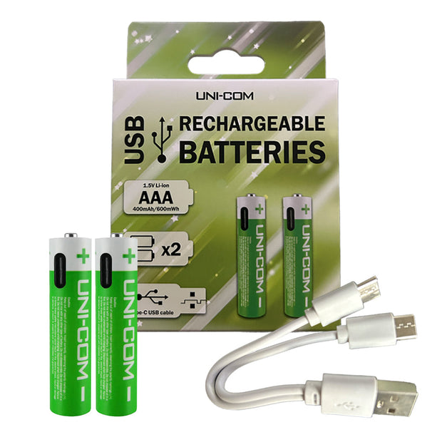 2 x AAA Rechargeable Batteries with USB Cable