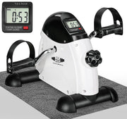 Portable Mini Exercise Bike – Under Desk Pedal Exerciser with LCD Display (White) – Compact Fitness Cycle for Home & Office