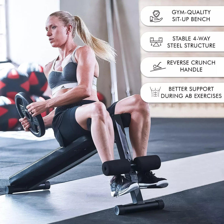 Sit Up Bench adjustable Core ABS Workout Multipurpose Thigh Support for Home Gym