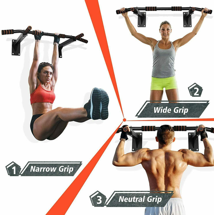 Wall Mounted Pull Chin Up Bar Heavy Duty Dip Station Gym Home Exercise Fitness