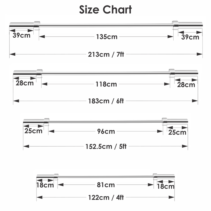 Olympic Barbell Bar – 2" Chrome Finish | 4ft, 5ft, 6ft, 7ft with Collars | Anti-Slip Grip for Weightlifting & Strength Training