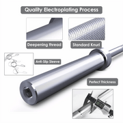 Olympic Barbell Bar – 2" Chrome Finish | 4ft, 5ft, 6ft, 7ft with Collars | Anti-Slip Grip for Weightlifting & Strength Training